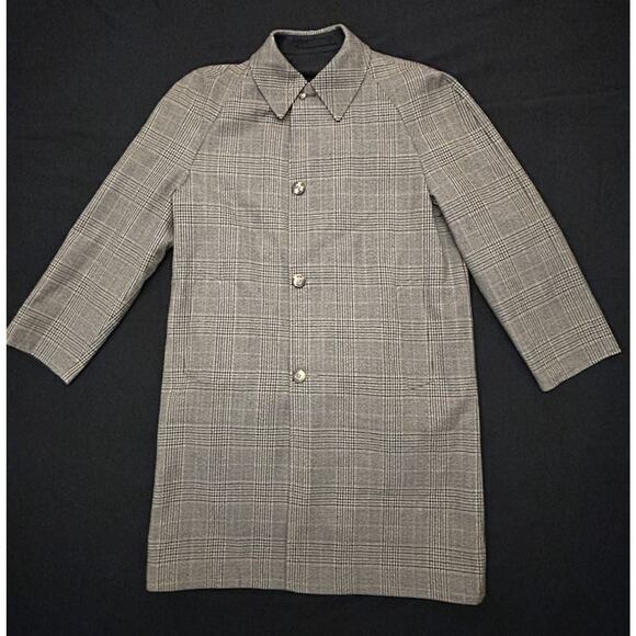 JC Cording & Co. Reversible Raglan Coat Men 38 M-Glen Plaid Wool/Black Vintage - Picture 7 of 16